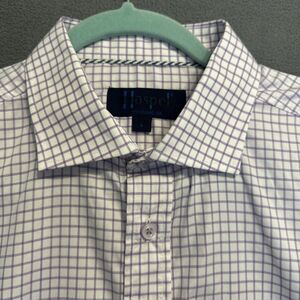 Haspel Co New Orleans Button Up Dress Shirt Mens Size L White Purple Check